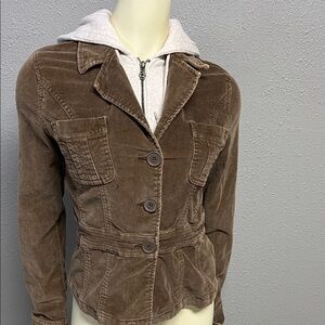 Women's Brown Corduroy Button-Front Blazer Jacket
